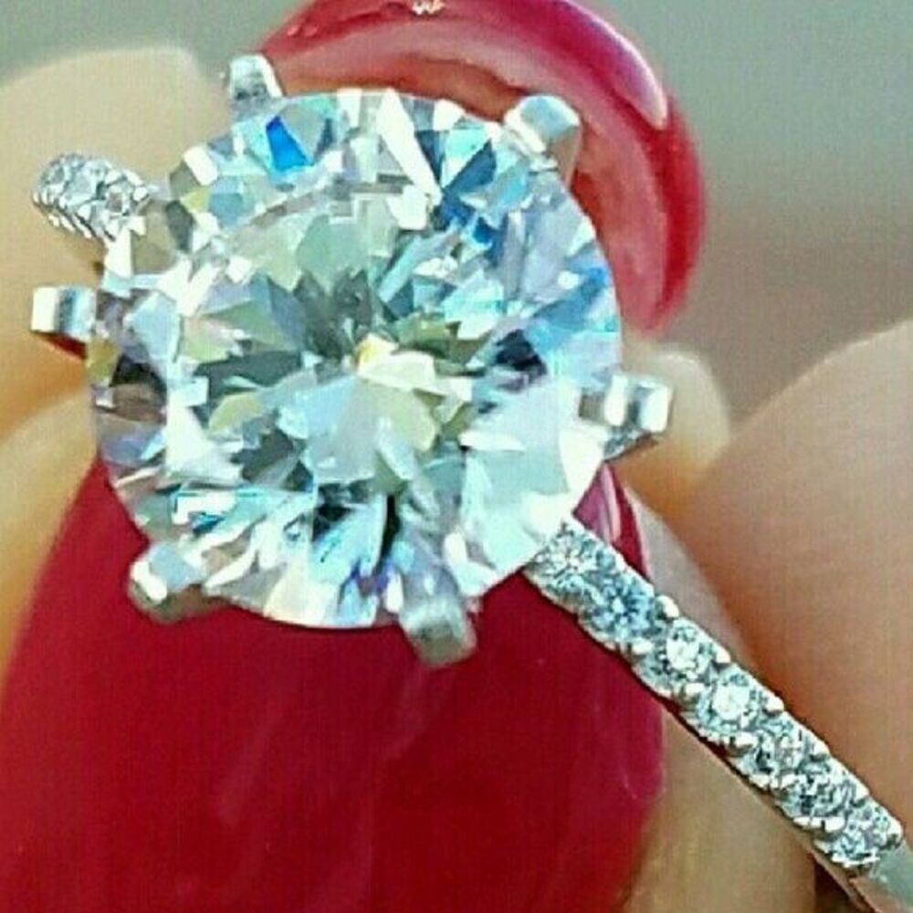 14k Solid Real white gold  Engagement ring